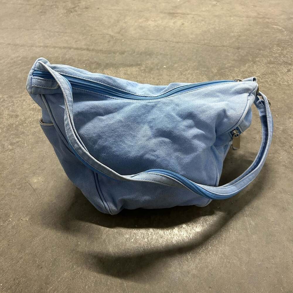 Fossil 1954 Light Blue Canvas Sling Bag Crossbody Hobo Purse